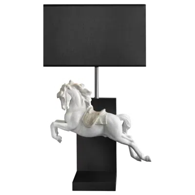 Pre-owned Lladrò Horse On Pirouette Table Lamp In Black