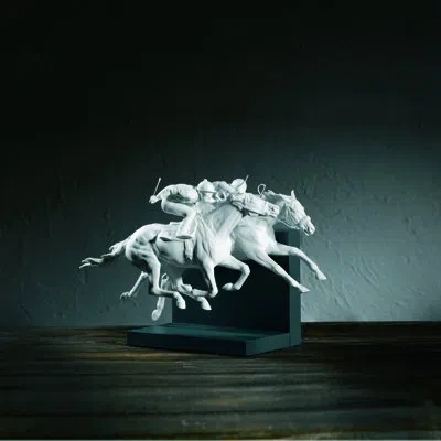 Lladrò Horse Race Figurine In Black,white