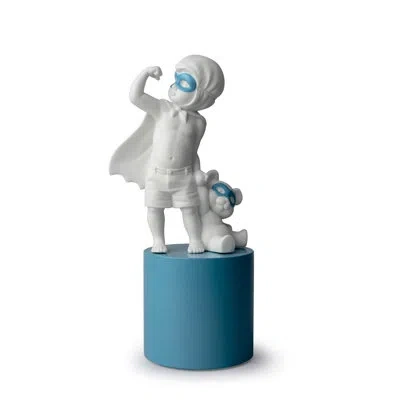 Lladrò I Have Super Powers Baby Boy Figurine In Blue,white