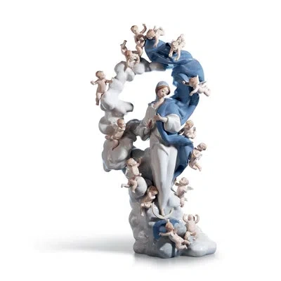 Lladrò Immaculate Virgin Statue In White,blue