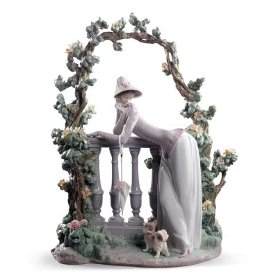 Lladrò In The Balustrade Woman Figurine In Purple,brown