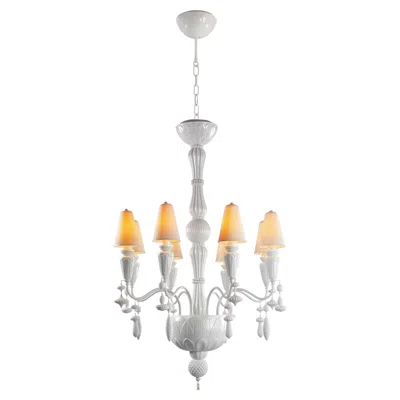 Pre-owned Lladrò Ivy And Seed 8 Lights Chandelier. White (us)