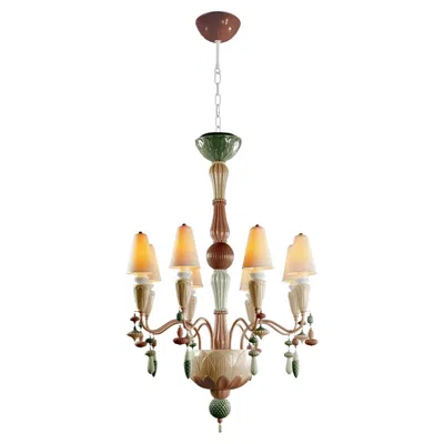 Pre-owned Lladrò Ivy And Seed Hanging Ceiling Lamp With Eight Lights In Spices Hues In Sand