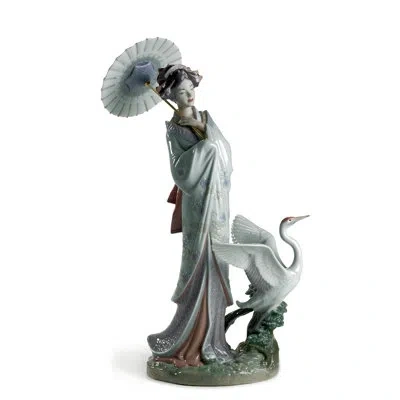 Lladrò Japanese Portrait Woman Figurine In Light Blue