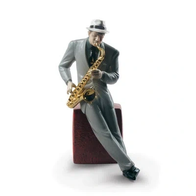 Lladrò Jazz Saxophonist Figurine In Blue