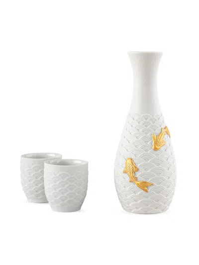 Lladrò Koi 3-piece Sake Set In White