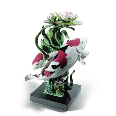 Lladrò Koi Figurine In Green,white,red