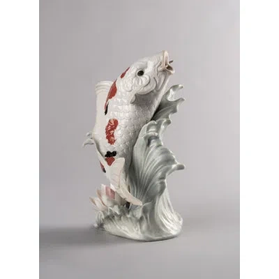 Lladrò Koi Figurine In White,red