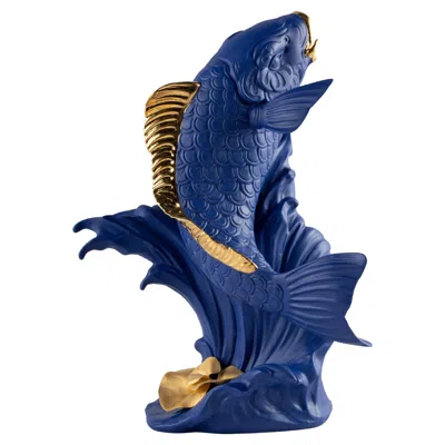 Pre-owned Lladrò Lladró Koi Sculpture, Blue-gold, Limited Edition In Purple