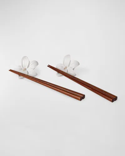 Lladrò Lilium Chopsticks Set In Brown