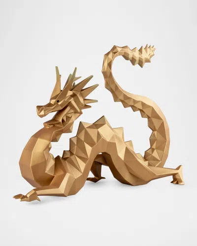 Lladrò Limited Edition Origami Dragon Sculpture In Gold