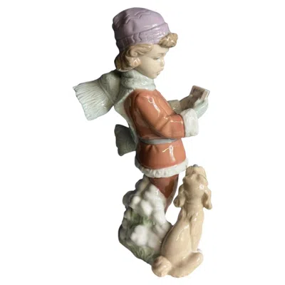 Pre-owned Lladrò Lladr� "a Christmas Duet" Figurine Glazed Porcelain Boxed From New In Brown