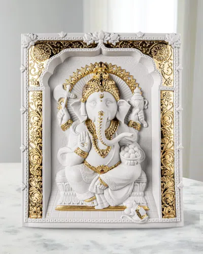 Lladrò Lord Ganesha Relief Sculpture Wall Art In White