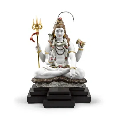 Lladrò Lord Shiva Statue In Black,gray,yellow,brown,red,green
