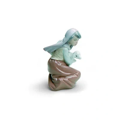 Lladrò Lost Lamb Figurine In Silver,brown
