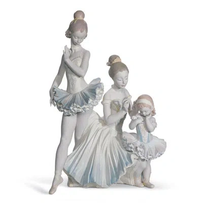 Lladrò Love For Ballet Dancers Statue In Blue,white
