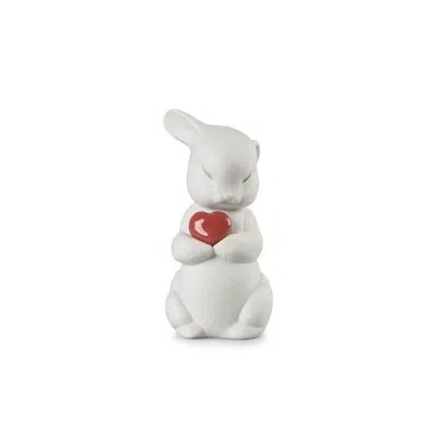 Lladrò Lovely World Puffy-generous Rabbit Figurine In White,red