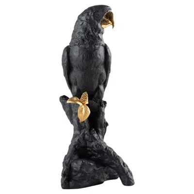 Pre-owned Lladrò Lladró Macaw Bird Sculpture, Black-gold, Limited Edition