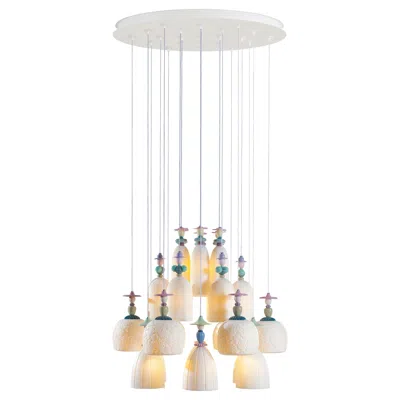Pre-owned Lladrò Lladró Mademoiselle Strolling Through Blossoms Chandelier In Sand