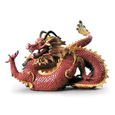 Lladrò Majestic Dragon Figurine In Red,yellow