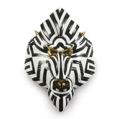 Lladrò Mandrill Wall Décor In Black;white;gold