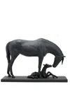 Lladrò Mare And Foal Figurine In Schwarz