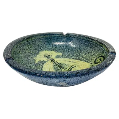 Pre-owned Lladrò Mid Century Vintage Alfaraz Studio Ceramic Bowl With Baboon Etch Design In Gray