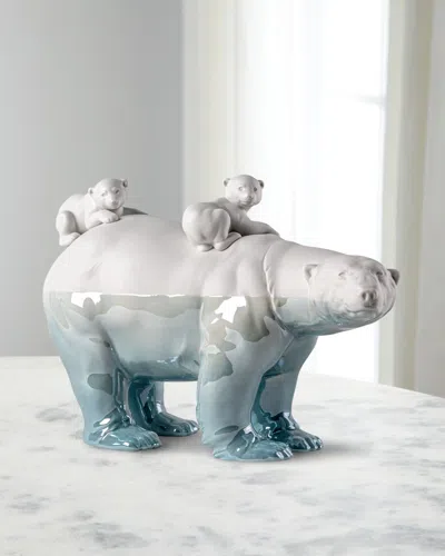 Lladrò Mummy Bear And Babies Underwater Sculpture In Multi