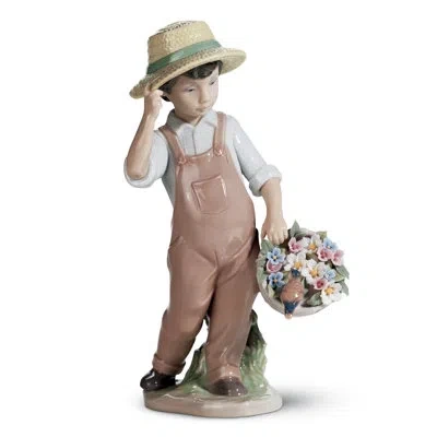 Lladrò My Happy Friend Boy Figurine In Pink,white