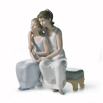 Lladrò My Sister My Friend Figurine In White,light Blue