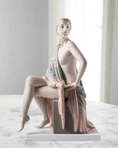 Lladrò Nude Lady With Shawl Statue In Multi