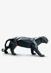 Lladrò Panther Figurine In Matte Porcelain In Black