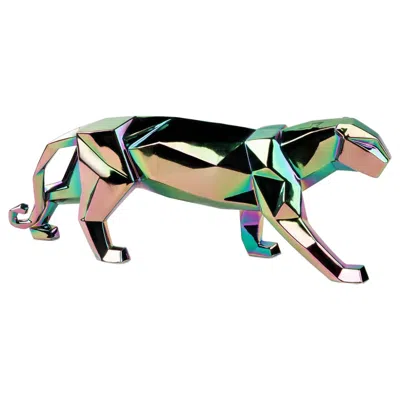 Pre-owned Lladrò Panther Sculpture. Iridiscent In Sand