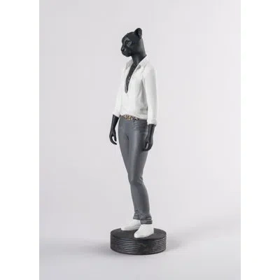 Lladrò Panther Woman Figurine In Black,white