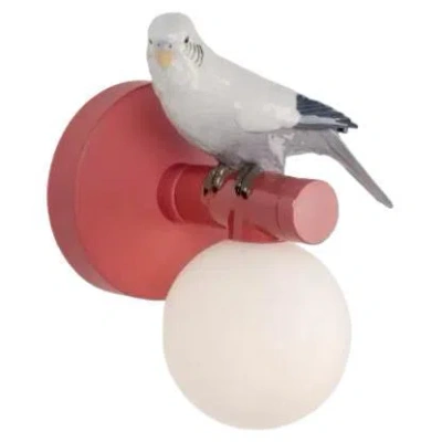 Pre-owned Lladrò Parrot Left Wall Sconce In Coral In Red
