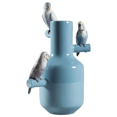 Pre-owned Lladrò Parrot Parade Vase. Blue