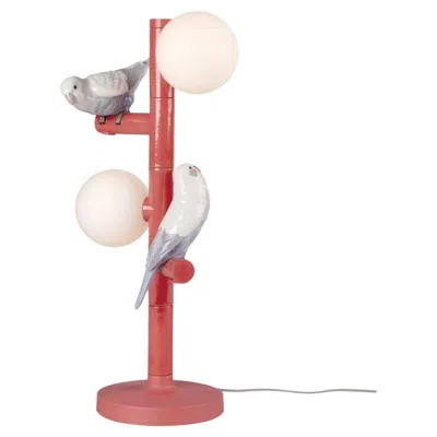 Pre-owned Lladrò Parrot Table Lamp In Coral In Red