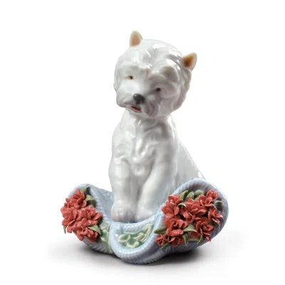 Lladrò Playful Character Dog Figurine In Red,white