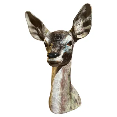 Pre-owned Lladrò Porcelain Doe Head Sculpture By Lladró, Glazed Finish, Spain, 1960 In Brown