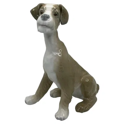 Pre-owned Lladrò Lladro Porcelain Figurine Of A Setter Dog In Gray