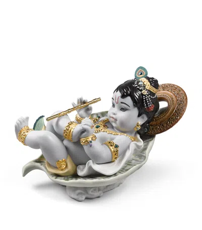Lladrò Lladró Porcelain Krishna On Leaf Sculpture