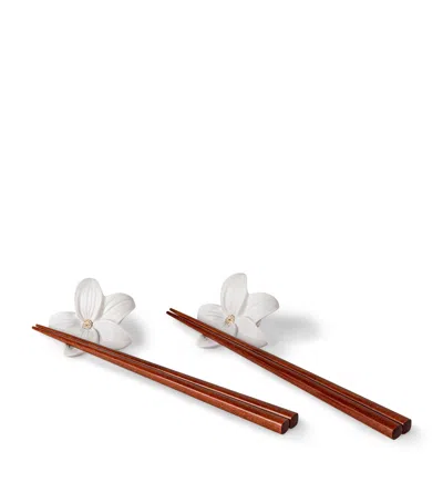 Lladrò Lladró Porcelain Lilium Chopsticks Set In Red