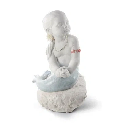 Lladrò Princess Of The Waves Mermaid Figurine In White,blue,red
