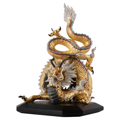 Pre-owned Lladrò Lladró Protective Dragon Sculpture, Gold, Special Edition, Limited Edition In Brown