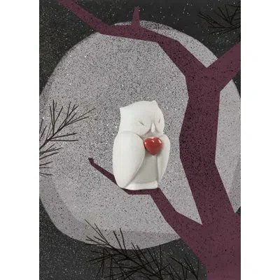 Lladrò Reese-intuitive Owl Figurine In White,red