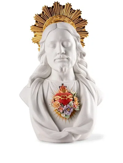 Lladrò Sacred Heart Of Jesus Porcelain Sculpture (40cm X 26cm) In Weiss