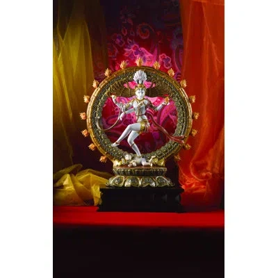 Lladrò Shiva Nataraja Figurine In Gold,white,brown