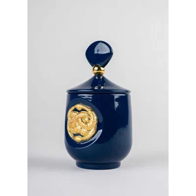 Lladrò Snake Candle Luxurious Animals - A Secret Orient In Navy,gold