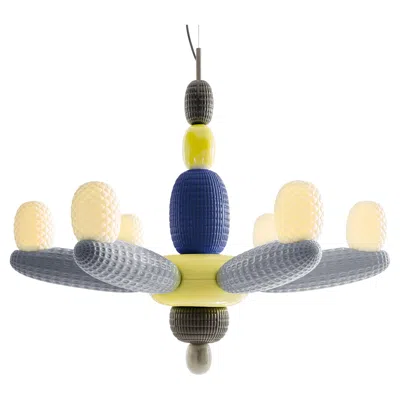 Pre-owned Lladrò Soft Blown Chandelier. Blue (us)