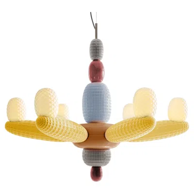 Pre-owned Lladrò Soft Blown Chandelier. Yellow (us)